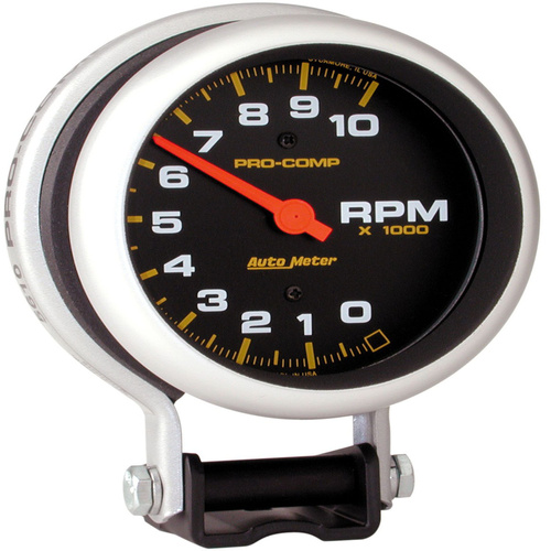 Autometer Gauge, Pro-Comp, Tachometer, 3 3/4 in., 0-10K RPM, Pedestal, Analog, Each