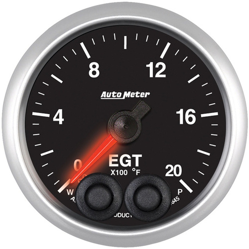 Autometer Gauge, Elite Series, PYRO. (EGT), 2 1/16 in., 2000 Degrees F, Stepper Motor W/Peak & Warn,