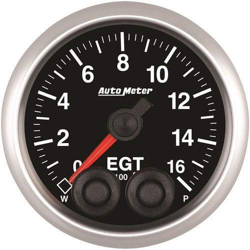 Autometer Gauge, Elite Series, PYRO. (EGT), 2 1/16 in., 1600 Degrees F, Stepper Motor W/Peak & Warn,
