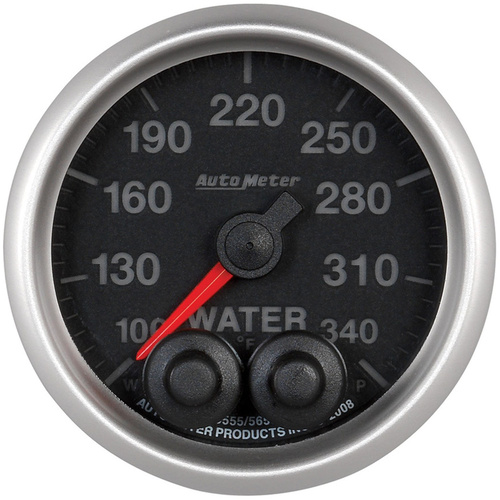 Autometer Gauge, Elite Series, Water Temperature, 2 1/16 in., 340 Degrees F, Stepper Motor W/Peak & Warn, Analog, Each