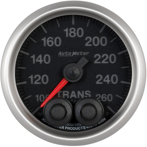 Autometer Gauge, Elite Series, Transmission Temperature, 2 1/16 in., 260 Degrees F, Stepper Motor W/Peak & Warn, Analog, Each