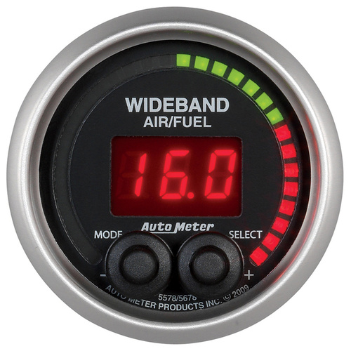 Autometer Gauge, Elite Series, AIR/FUEL RATIO-PRO, 2 1/16 in., 10:1-20:1, Digital w/ Peak & Warn,