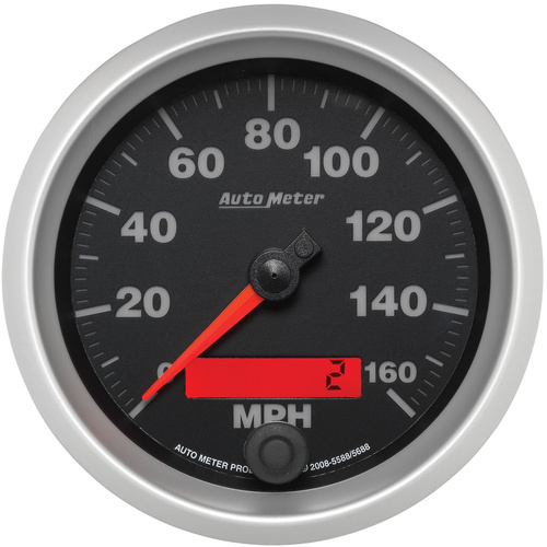 Autometer Gauge, Elite Series, Speedometer, 3 3/8 in., 160mph, Electric Programmable, Analog, Each