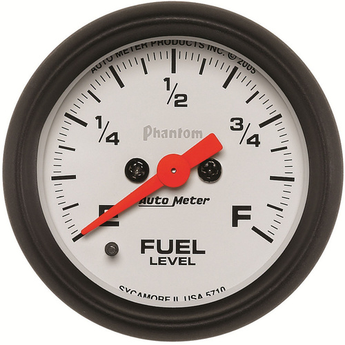 Autometer Gauge, Phantom, Fuel Level, 2 1/16 in., 0-280 Ohms Programmable, Analog, Each