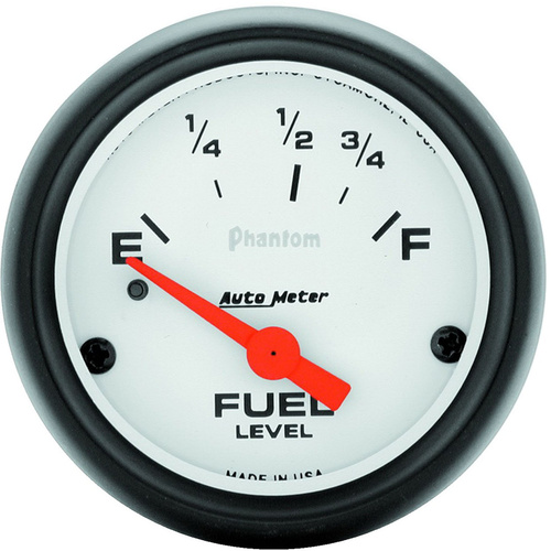 Autometer Gauge, Phantom, Fuel Level, 2 1/16 in., 73-10 Ohms, Electrical, Analog, Each