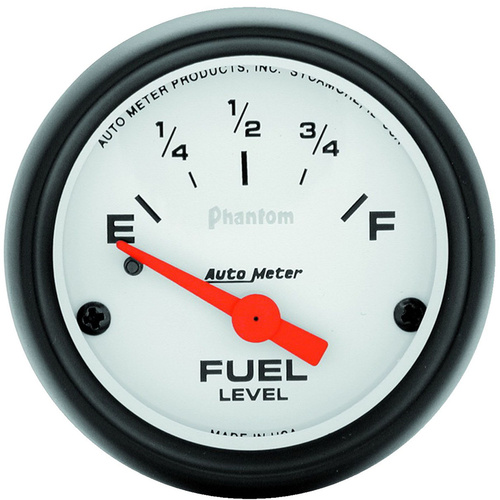 Autometer Gauge, Phantom, Fuel Level, 2 1/16 in, 0-30 Ohms, Electrical, Analog, Each