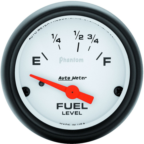 Autometer Gauge, Phantom, Fuel Level, 2 1/16 in., 16-158 Ohms, Electrical, Analog, Each