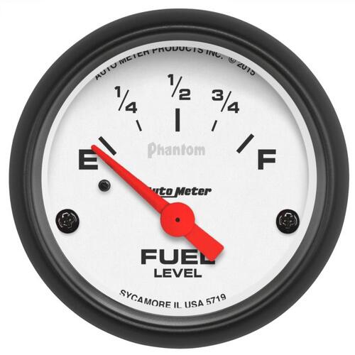 Autometer Gauge, Fuel Level, 2 1/16", 73Ωe To 10Ωf(Aftermarket Linear), Elec, Phantom, Phantom