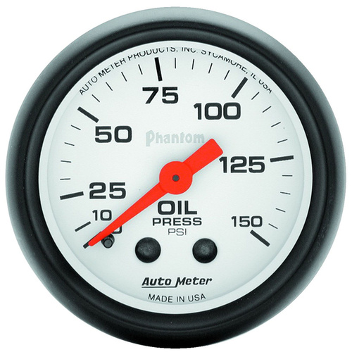 Autometer Gauge, Phantom, Oil Pressure, 2 1/16 in., 150psi, Mechanical, Analog, Each