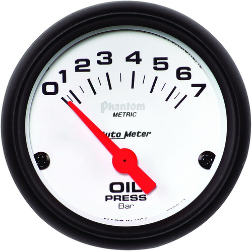 Autometer Gauge, Phantom, Oil Pressure, 2 1/16 in., 7BAR, Electrical, Analog, Each