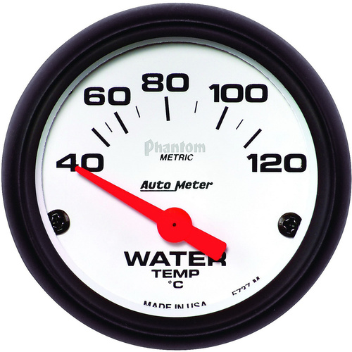 Autometer Gauge, Phantom, Water Temperature, 2 1/16 in., 40-120 Degrees C, Electrical, Analog, Each