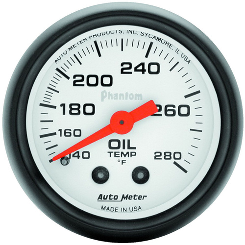 Autometer Gauge, Phantom, Oil Temperature, 2 1/16 in., 140-280 Degrees F, Mechanical, Analog, Analog, Each