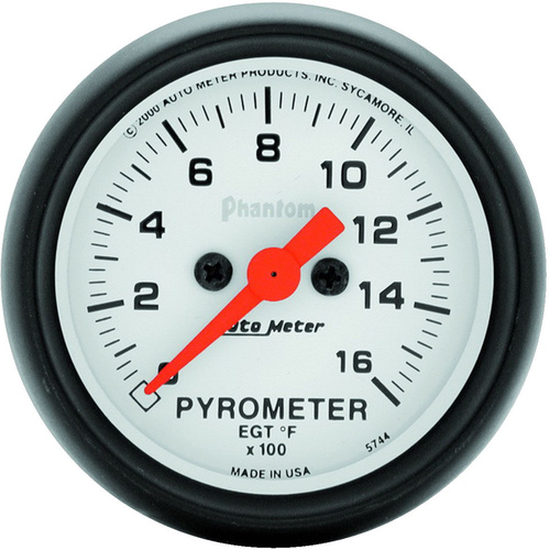 Autometer Gauge, Phantom, Pyrometer (EGT), 2 1/16 in., 1600 Degrees F, Digital Stepper Motor, Analog, Each