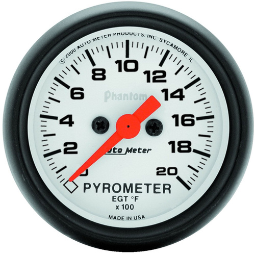 Autometer Gauge, Phantom, Pyrometer (EGT), 2 1/16 in., 2000 Degrees F, Digital Stepper Motor, Analog, Each