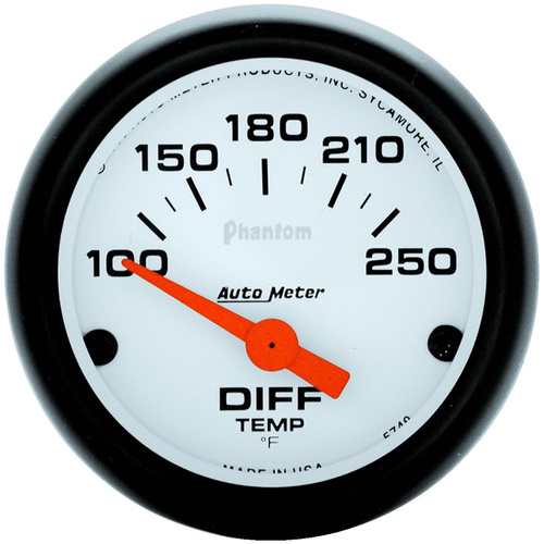 Autometer Gauge, Phantom, Differential Temperature, 2 1/16 in., 100-250 Degrees F, Electrical, Each