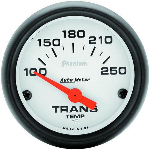 Autometer Gauge, Phantom, Transmission Temperature, 2 1/16 in, 100-250 Degrees F, Electrical, Each