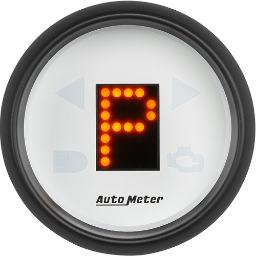 Autometer Gauge, GEAR POS, 2 1/16 in., INCL INDICATORS, White Dial, Red LED, Black Bezel