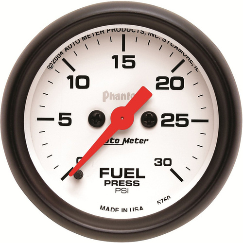Autometer Gauge, Phantom, Fuel Pressure, 2 1/16 in., 30psi, Digital Stepper Motor, Analog, Each