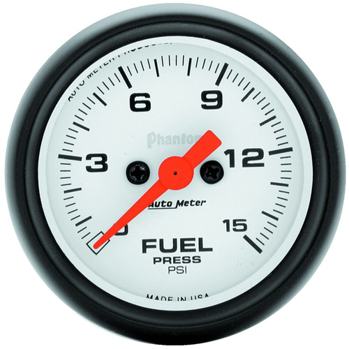 Autometer Gauge, Phantom, Fuel Pressure, 2 1/16 in., 15psi, Digital Stepper Motor, Analog, Each
