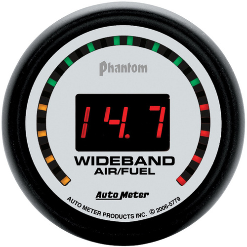 Autometer Gauge, Phantom, AIR/FUEL RATIO-WIDEBAND, STREET, 2 1/16 in., 10:1-17:1, Digital,