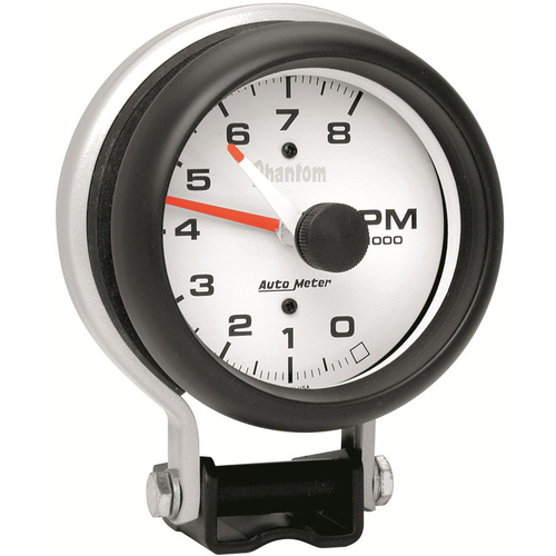 Autometer Gauge, Phantom, Tachometer, 3 3/4 in, 0-8K RPM, Pedestal w/ Red LINE, Analog, Each
