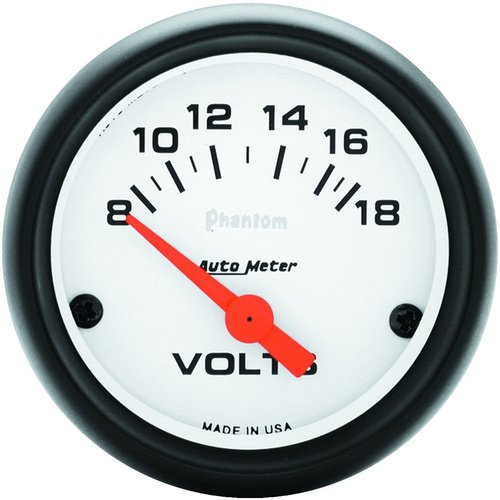 Autometer Gauge, Phantom, Voltmeter, 2 1/16 in, 18V, Electrical, Each