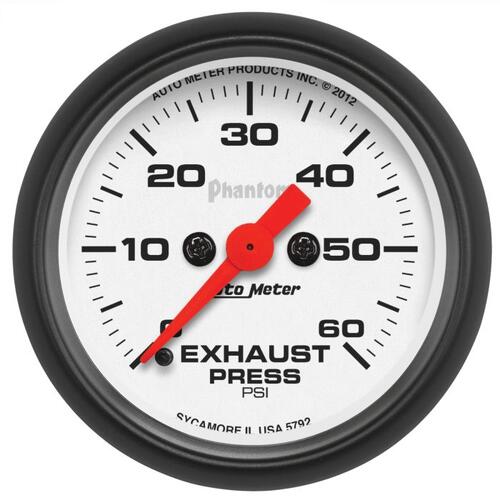 Autometer Gauge, Exhaust Press, 2 1/16", 60Psi, Digital Stepper Motor, Phantom, Phantom