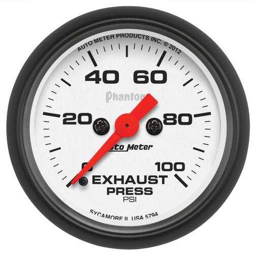 Autometer Gauge, Exhaust Press, 2 1/16", 100Psi, Digital Stepper Motor, Phantom, Phantom