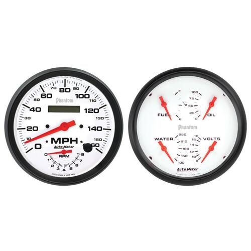 Autometer Gauge Kit, 2 Pc., Quad & Tach/Speedo, 5", Phantom, Phantom