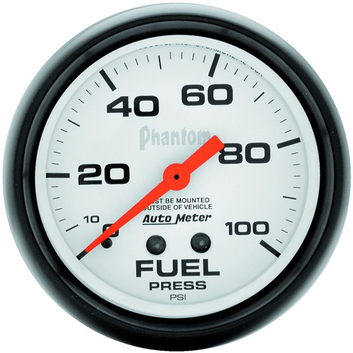 Autometer Gauge, Phantom, Fuel Pressure, 2 5/8 in, 100psi, Mechanical, Analog, Each