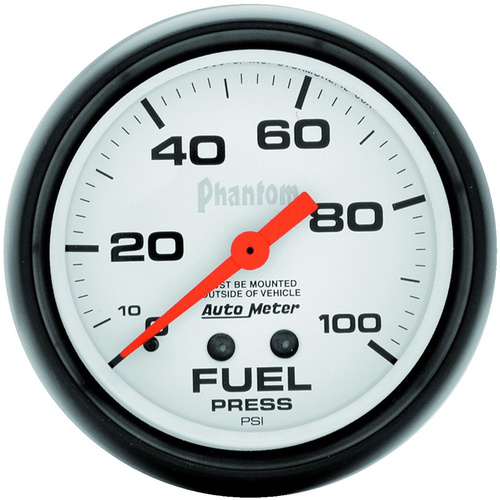 Autometer Gauge, Phantom, Fuel Pressure, 2 5/8 in., 100psi, Mechanical, Analog, Each