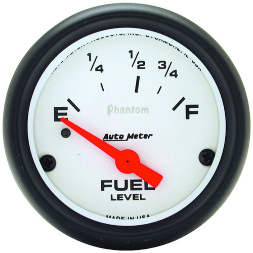 Autometer Gauge, Phantom, Fuel Level, 2 5/8 in., 0-90 Ohms, Electrical, Analog, Each