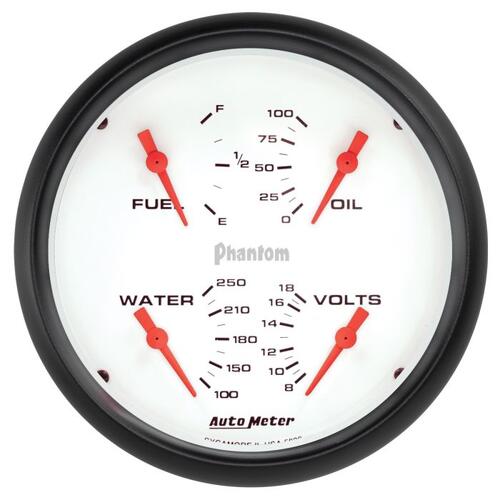 Autometer Gauge, Quad, 5", 240Ωe-33Ωf, Elec, Phantom, Phantom