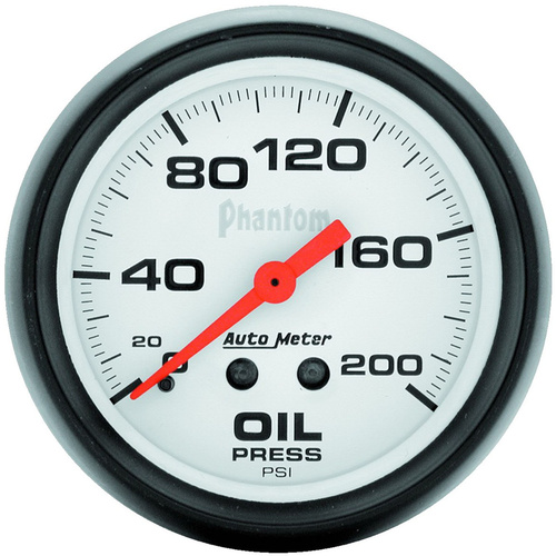 Autometer Gauge, Phantom, Oil Pressure, 2 5/8 in., 200psi, Mechanical, Analog, Each