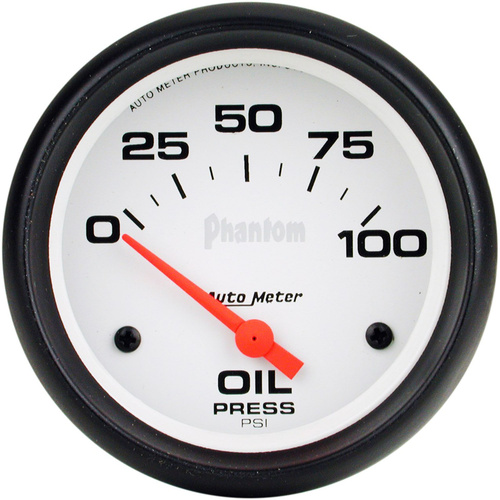 Autometer Gauge, Phantom, Oil Pressure, 2 5/8 in., 100psi, Electrical, Analog, Each