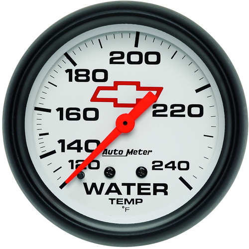 Autometer Gauge, Bowtie White, Water Temperature, 2 5/8 in., 120-240 Degrees F, Mechanical, GM, Each
