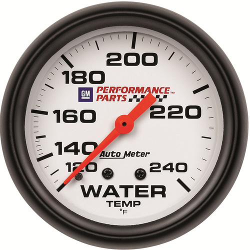 Autometer Gauge, Water Temperature, 2 5/8 in., 120-240 Degrees F, Mechanical, GM Performance White, Each