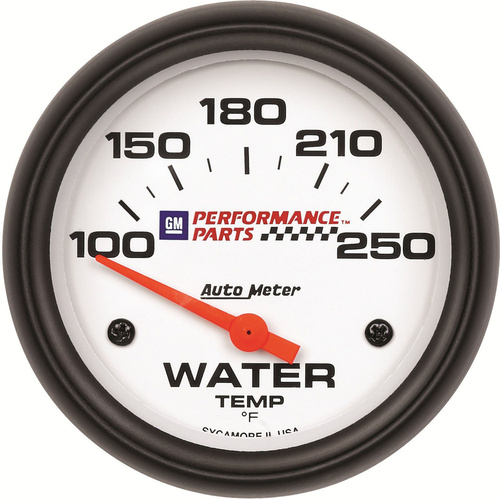 Autometer Gauge, Water Temperature, 2 5/8 in., 100-250 Degrees F, Electrical, GM Performance White, Each