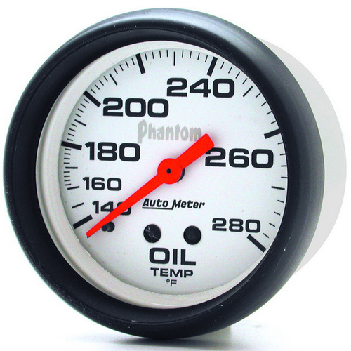 Autometer Gauge, Phantom, Oil Temperature, 2 5/8 in., 140-280 Degrees F, Mechanical, Analog, Each