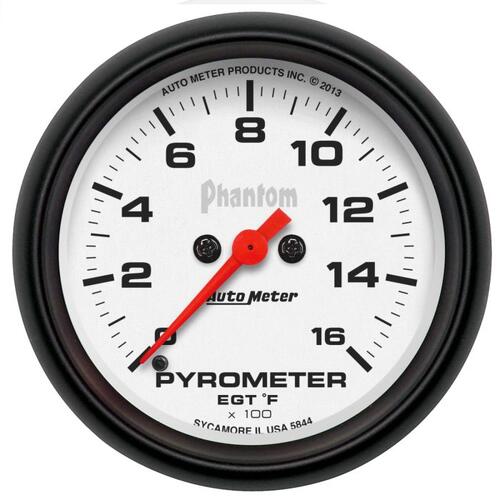 Autometer Gauge, Pyrometer (Egt), 2 5/8", 1600ºf, Digital Stepper Motor, Phantom, Phantom