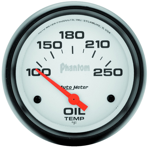 Autometer Gauge, Phantom, Oil Temperature, 2 5/8 in., 100-250 Degrees F, Electrical, Analog, Each