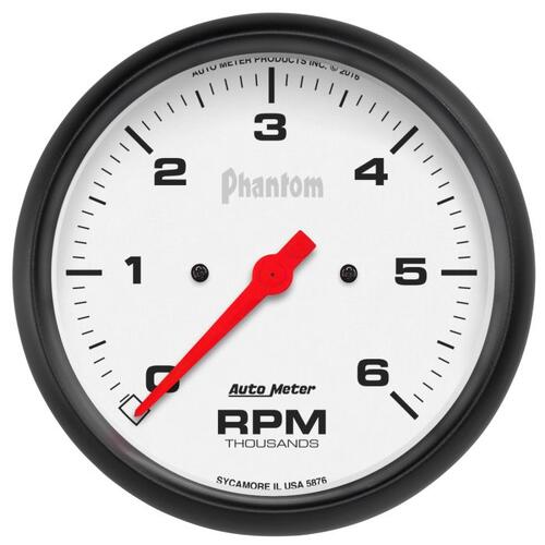 Autometer Gauge, Tachometer, 5", 6K Rpm, In-Dash, Phantom, Phantom