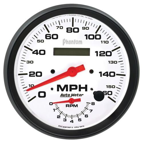 Autometer Gauge, Tach/Speedo, 5", 160Mph & 8K Rpm, Elec. Program., Phantom, Phantom