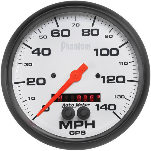 Autometer Gauge, Phantom, Speedometer, 5 in., 140mph, GPS, Analog, Each