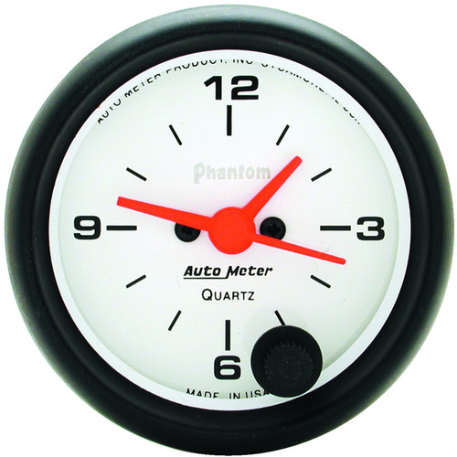 Autometer Gauge, Analog, Phantom, Clock, 2 5/8 in., 12hr, Analog, Each