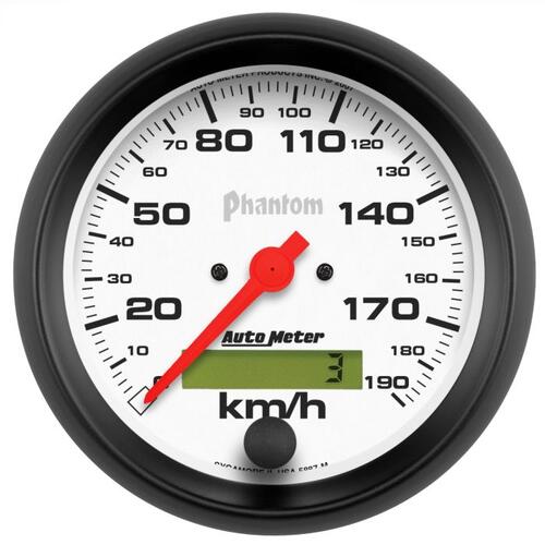 Autometer Gauge, Speedometer, 3 3/8", 190Km/H, Elec. Prog. W/ Lcd Odo, Phantom, Phantom