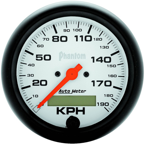 Autometer Gauge, Phantom, Speedometer, 3 3/8 in., 190km/h, Electric Programmable w/ LCD Odometer, Each
