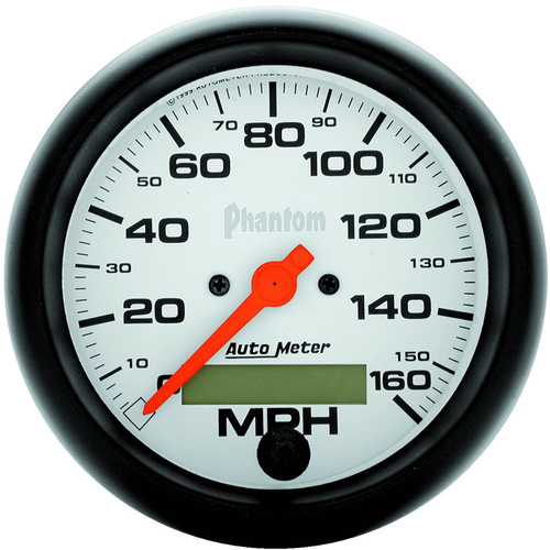 Autometer Gauge, Phantom, Speedometer, 3 3/8 in., 160mph, Electric Programmable w/ LCD Odometer, Analog, Each