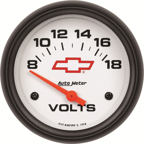 Autometer Gauge, Bowtie White, Voltmeter, 2 5/8 in., 18V, Electrical, GM, Each