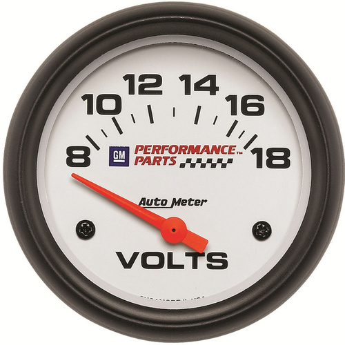 Autometer Gauge, Voltmeter, 2 5/8 in., 18V, Electrical, GM Performance White, Each